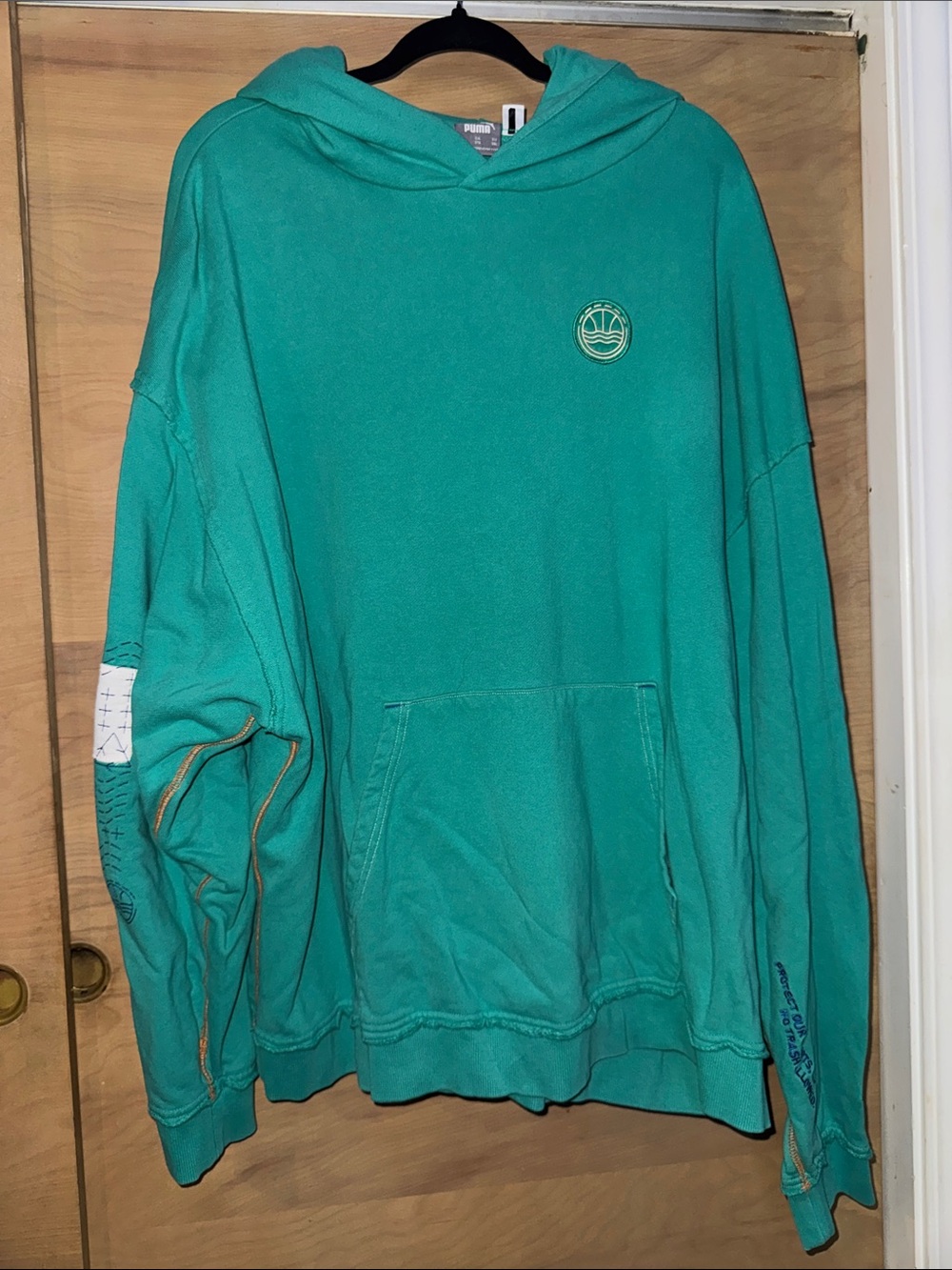 Puma Teal Green Hooded Pullover Sweatshirt